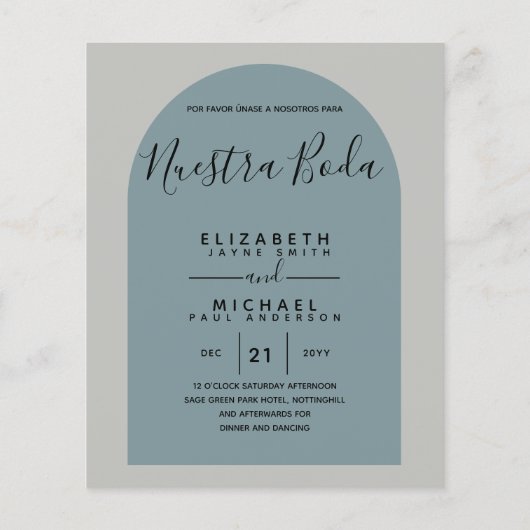 BUDGET Zweisprachiges Spanisches Englisch Boda Wed (Rückseite)