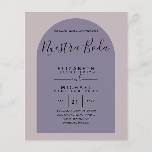 BUDGET Zweisprachiges Spanisches Englisch Boda Wed Flyer (Hinten)