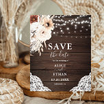 Budgetäre neutrale Blume, die das Datum einsparen<br><div class="desc">Budget Boho schicke Hochzeit speichern Sie das Datum Flyer bietet neutrale Blume mit Pampa Gras und Saitenleuchten auf Holz.</div>