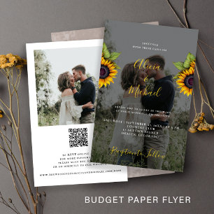 Budgetäre rustikale Foto-QR-RSVP-Hochzeitseinladun Flyer