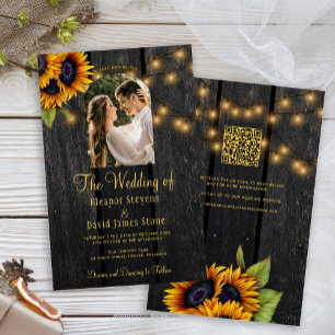 Budgetäre rustikale Foto-RSVP-QR-Hochzeitseinladun