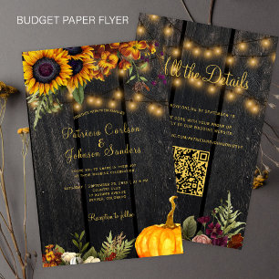 Budgetäre rustikale Herbst-QR-Code-RSVP-Hochzeitse Flyer