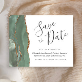 Budgetäre Sage Green Gold Agate Save the Date