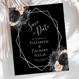 Budgetes Peach Black Floral Silver Geometric Weddi