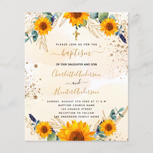 Budgethaufen Sonnenblumen Eukalyptus Goldzwillinge (Vorderseite)