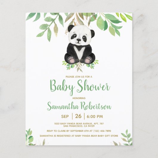 Budgethilfe Bärengrün Kinderdusche Einladung (Vorderseite)