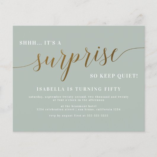 Budgethilfe und Gold-Script-Überraschung Geburtsta (Vorderseite)