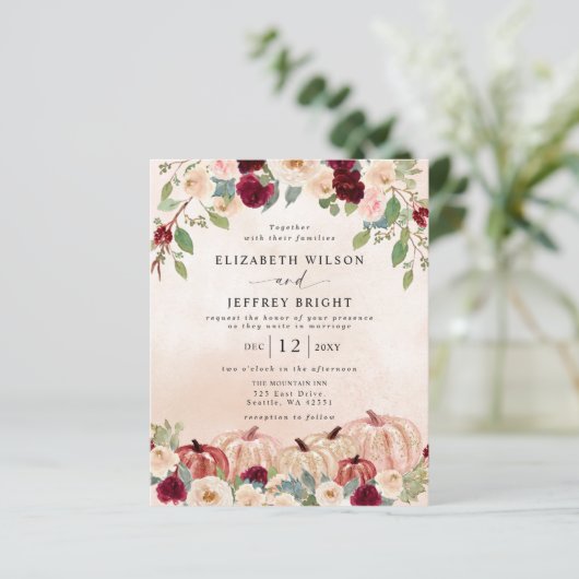 Budgethilfen Länder Hochzeit im Herbst Einladungen (Stehend Vorderseite)