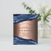 Budgethochzeitblauer Rose - Goldeinladung (Stehend Vorderseite)