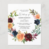 Budgetholz, Burgund & Navy Fall Floral Wedding (Vorderseite)