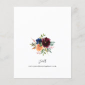 Budgetholz, Burgund & Navy Fall Floral Wedding Flyer (Hinten)