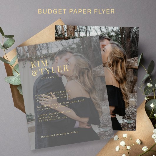 Budgethypografie-Foto-Overlay-Einladung Flyer