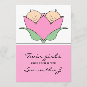Budgetierung Twins Baby Dusche Pink Tulip Einladun Einladung