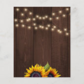 Budgetische Sonnenblumen Holz Brautdusche Flyer (Hinten)