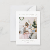 BUDGETMinimalist Olive Green Merry Christmas Photo Mitteilungskarte (Vorderseite)
