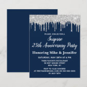 Budgetnavy Silver Überraschungsjubiläum Einladung (Vorne/Hinten)