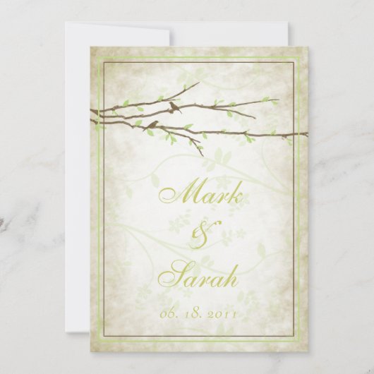 Budgetniederlassungen mit Vögeln Vintag III Einlad Einladung (Vorderseite)