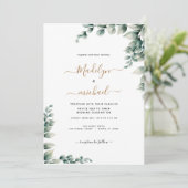 Budgetreue Eukalyptus-Hochzeit Einladung (Stehend Vorderseite)