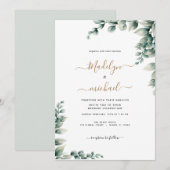 Budgetreue Eukalyptus-Hochzeit Einladung (Vorne/Hinten)