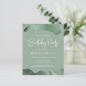 Budgetsage Green Silver Agate Geburtstagseinladung (Stehend Vorderseite)