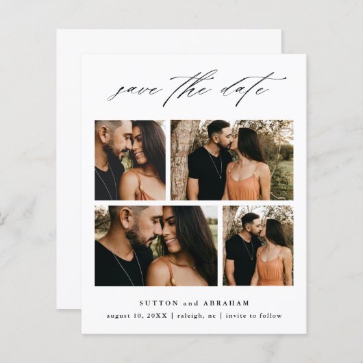 Budgetscript Hochzeitsfotocollage Save the Date (Vorne/Hinten)