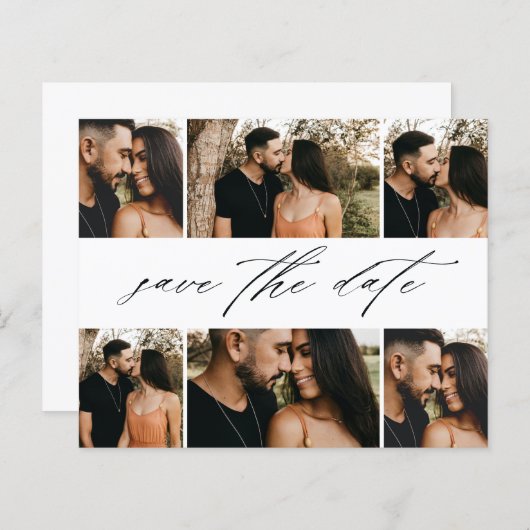 Budgetscript Hochzeitsfotocollage Save the Date (Vorne/Hinten)