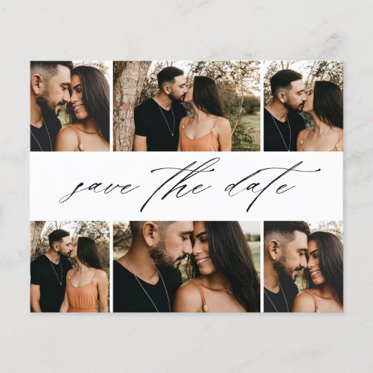 Budgetscript Hochzeitsfotocollage Save the Date (Vorderseite)