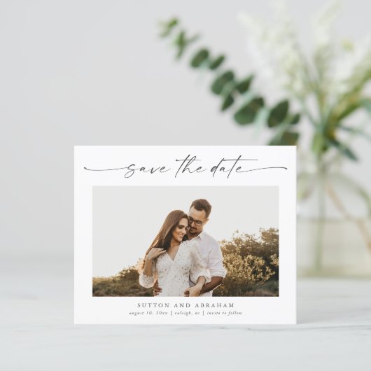 Budgetscript-Hochzeitsskripte Save the Date (Stehend Vorderseite)