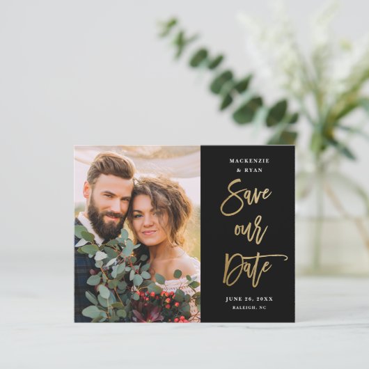 Budgetscript-Hochzeitsskripte Save the Date (Stehend Vorderseite)