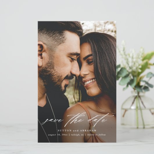 Budgetscript-Hochzeitsskripte Save the Date (Stehend Vorderseite)
