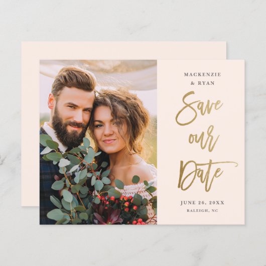 Budgetscript-Hochzeitsskripte Save the Date (Vorne/Hinten)