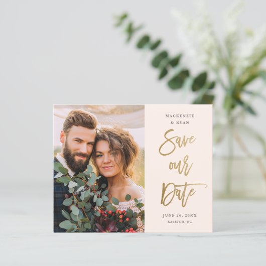 Budgetscript-Hochzeitsskripte Save the Date (Stehend Vorderseite)