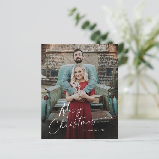 Budgetscript Weihnachts-Foto Weihnachtskarte (Stehend Vorderseite)