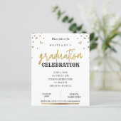 Budgetskript Eleganter Gold Abschluss Einladung (Stehend Vorderseite)