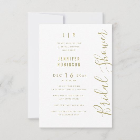 Budgetskript Modernes Brautparty White  Einladung (Vorderseite)