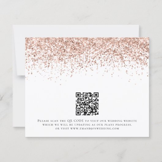 Budgetskript-Rose Gold-Glitzer Save the Date (Rückseite)