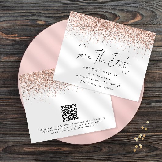 Budgetskript-Rose Gold-Glitzer Save the Date