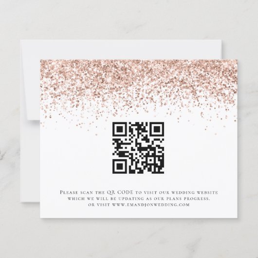 Budgetskript-Rose Gold-Glitzer Save the Date (Rückseite)