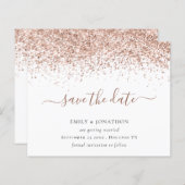 Budgetskript-Rose Gold-Glitzer Save the Date (Vorne/Hinten)