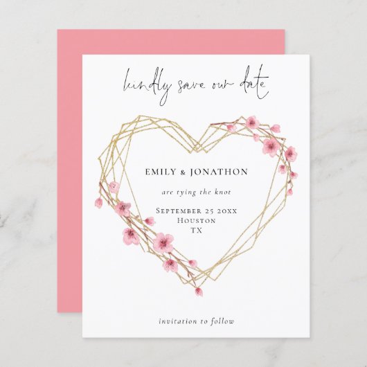 Budgetskript Sakura Cherry Blossom Save the Date (Vorne/Hinten)