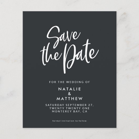 Budgetskript Save the Date Hochzeitsankündigung Flyer (Vorne)