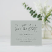 Budgetskripte Light Sage Green Save the Date (Stehend Vorderseite)