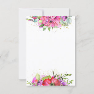 Budgetvorlage Rosa Wasserfarbe Blumen Hochzeit  Einladung