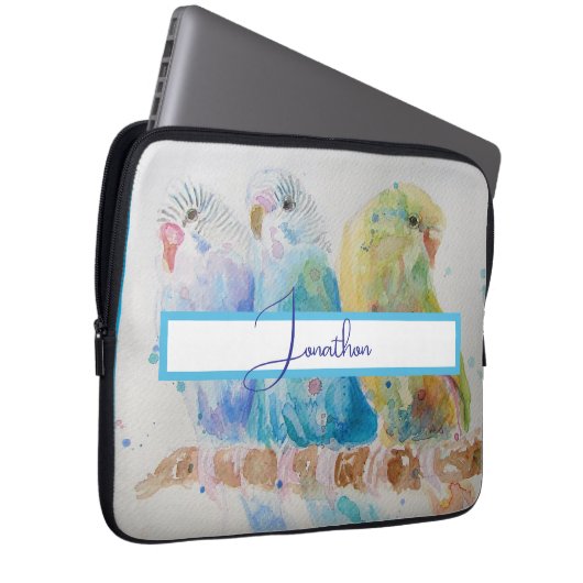 Budgie Aqua Aquamarin Laptopschutzhülle (Vorne Rechts)