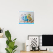 Budgie Aqua Aquamarin Poster (Heimbüro)