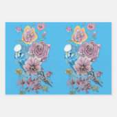 Budgie Art Blumen Floral Blue Bird Wasserfarbe Geschenkpapier Set (Vorderseite 2)