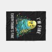 Budgie Bird Christmas I'm Fine Everything Is Fine  Fleecedecke (Vorderseite (Horizontal))