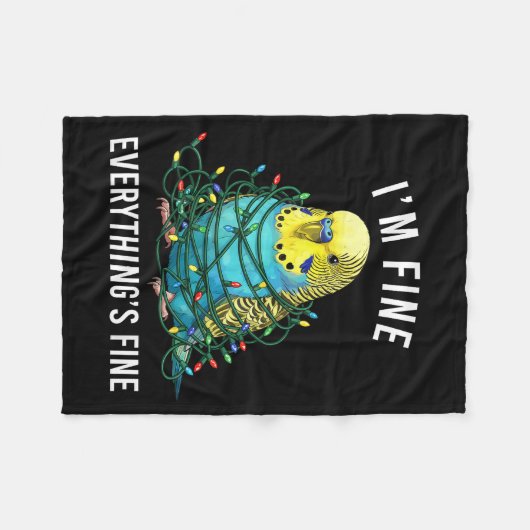 Budgie Bird Christmas I'm Fine Everything Is Fine  Fleecedecke (Vorderseite (Horizontal))