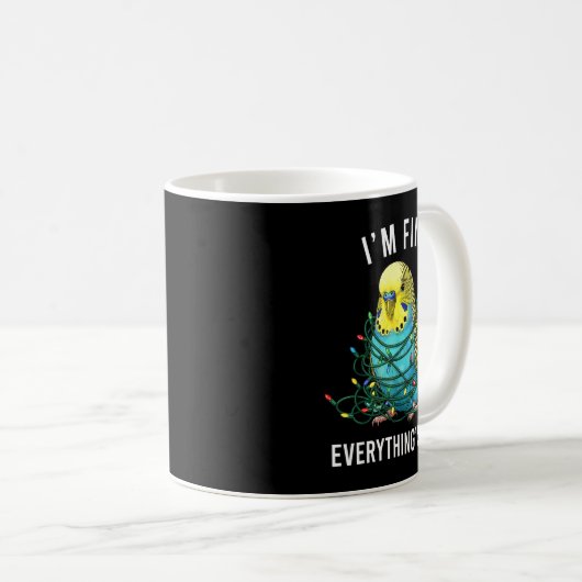 Budgie Bird Christmas I'm Fine Everything Is Fine Kaffeetasse (VorderseiteRechts)