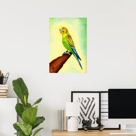 Budgie Bird Portrait Poster (Heimbüro)